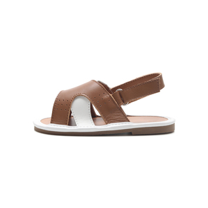 Babyhappy été Vintage sandales plates pour bébés solide végétalien en cuir véritable respirant léger imprimé anti-dérapant dos sangle arrière - Product Image 5