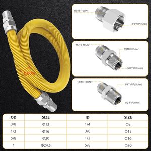 Tuyau de gaz pour sèche-linge de 72 pouces, <span class=keywords><strong>flexible</strong></span>, 3/4, <span class=keywords><strong>raccord</strong></span> de gaz naturel, raccords MIP/FIP de 1/2 pouce, diamètre extérieur de 5/8 pouces (diamètre intérieur de 1/2 pouce) pour cuisinière/sèche-linge à gaz - Product Image 3