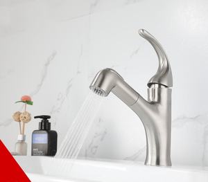 Nouveau bec d'extension de dessin en acier inoxydable brossé <span class=keywords><strong>lavabo</strong></span> de comptoir rétractable <span class=keywords><strong>robinet</strong></span> de salle de bain chaud et froid - Product Image 5