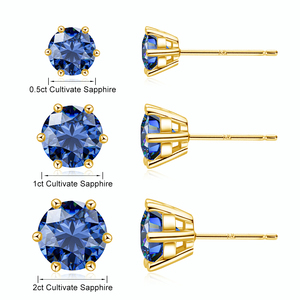 Bijoux fins en gros, <span class=keywords><strong>saphir</strong></span> synthétique, rubis, corindon, cadeau, <span class=keywords><strong>or</strong></span> 14 carats, style minimaliste, boucles <span class=keywords><strong>d</strong></span>'oreilles à 6 griffes pour hommes et femmes - Product Image 3