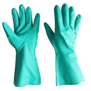 开放式袖口33厘米长度工业工作手套，全丁腈涂层