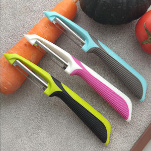 Lot de 3 éplucheurs antidérapants en acier inoxydable pour légumes et fruits (carottes, pastèques, pommes de terre, pommes, poires) (vert, bleu, blanc) - Product Image 2