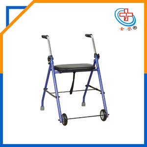 Jinyu Foldable Aluminum Alloy <b>Walker</b> With Wheels Blue For <b>Elderly</b> And Disabled Rehabilitation Support - Product Image 4