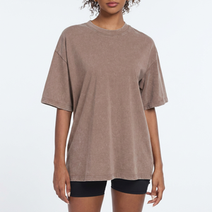 Camiseta Premium de Cuello Redondo y Manga Corta para Mujer, 100% Algodón, Color Sólido, Corte Holgado, para Todas las Temporadas, Tejido de Punto Jersey - Product Image 1