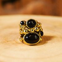 Vintage Cluster-Edelsteinringe für Damen, handgefertigte Statement-Ringe aus Messing mit Natursteinen, Großhandel Modeschmuck