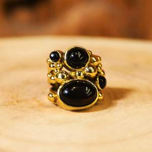 Vintage Cluster Gemstone <b>Rings</b> for Women, Handmade Brass Statement <b>Rings</b> with Natural Stones, Wholesale Fashion Jewelry - Product Image 5