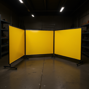 Pantalla de Protección para Soldadura de 6 x 8 Pies, Marco de Vinilo Amarillo, 12 Ruedas Giratorias, Protección para Soldadura en Taller - Product Image 2