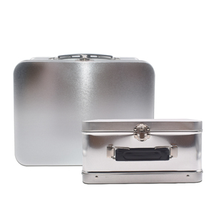 Tùy Chỉnh Logo Công Cụ Kim Loại Lưu Trữ Đen Trắng Bạc Trong Kho Hộp Thiếc Với Xử Lý - Product Image 2