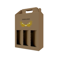 Boîte en Carton Ondulé Personnalisée pour Bouteilles de Vin (3/6 Packs), Jus, Boisson ou Café avec Poignée
