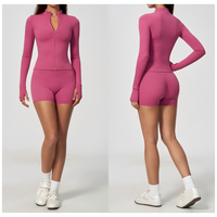 Ensemble de fitness pour femmes, short à manches longues, respirant, extensible dans quatre directions, séchage rapide, pour la course à pied en plein air à haute intensité