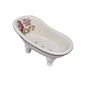 Portasapone in Ceramica Antiruggine a Forma di Mini Vasca <span class=keywords><strong>da</strong></span> Bagno per Doccia, Bagno e Cucina - Product Image 1