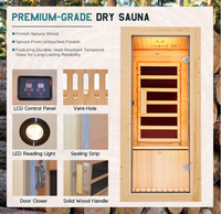 Sauna infrarouge personnalisé, best-seller, facile à assembler, pour 1 personne, faible EMF, 110V, en bois d'épinette, sauna sec