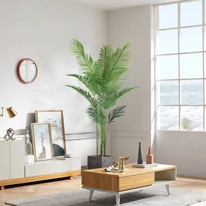 Decoración para el hogar Bonsai Fake hawall Plam Tree Potted Faux Green areca Plant in Pot Artifical Tropical Palm artistical interior árboles