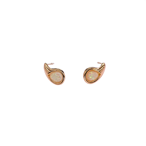 Fashion Stud <b>Earrings</b> 316L Stainless Steel PVD Gold Plating <b>Opal</b> Inlay Sustainable Resistant Jewelry - Product Image 2