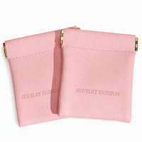 Pochette à bijoux en cuir PU pliable imperméable de luxe avec fermeture à pression 10x10cm pour le rangement et l'emballage des bijoux
