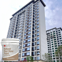 Peinture à texture personnalisée effet pierre naturelle, revêtement mural extérieur effet granit pour la décoration extérieure de villas et de complexes de luxe