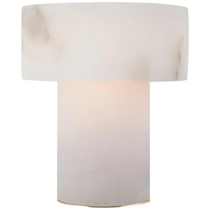 Nickel & Alabaster Cylinder Modern Art <b>Table</b> Lamp | Elegant Lighting for Hotel Lounge & Premium Living Area - Product Image 1