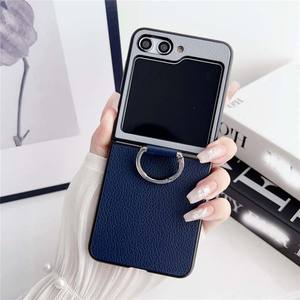 Étui en cuir Lichee pour <span class=keywords><strong>Samsung</strong></span> Z Flip <span class=keywords><strong>6</strong></span> 5 4 3 Flip4 Flip5 Flip6 Couverture de contraste de couleur - Product Image 2