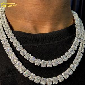 Elmas test 9mm zincir buzlu Out baget geçmek özel 925 ayar gümüş Hip Hop VVS Moissanite tenis zinciri - Product Image 6