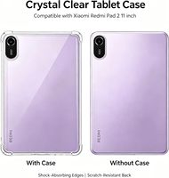 Casing Tablet Transparan Jernih untuk Redmi Pad 2 11 Inch 2025, Anti Jatuh Empat Sudut, TPU Silikon, Pelindung Anti Benturan