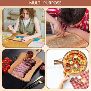 Tabla de cortar de madera de acacia de doble cara con asa para pizza, queso, repostería y uso en hoteles - Product Image 3