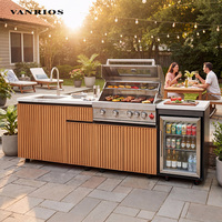 Cuisine extérieure moderne en aluminium pour barbecue et pizza, avec réfrigérateur, armoires et brûleur avec évier, fabrication Foshan