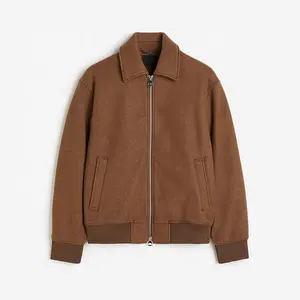 Hot Selling Custom Vintage Style Zip Up Jacket Wool Blend Autumn Winter Bomber Varsity Jackets Coat For Men