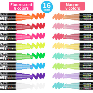 <span class=keywords><strong>Marqueur</strong></span> à <span class=keywords><strong>craie</strong></span> à double couleur, 16 couleurs, <span class=keywords><strong>pointe</strong></span> réversible, effaçable à l'eau, pour tableaux noirs, fenêtres, verre, peinture, écriture, bricolage - Product Image 2