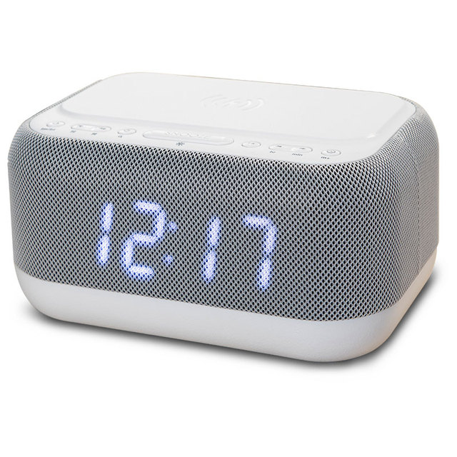 LED Digital Alarm Clock FM Radio USB bluetooth Speaker Wireless Fast Wireless Charger Station Radios