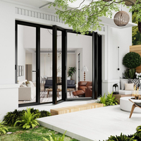 Porte pliante moderne en aluminium la plus vendue, profil 6063-T5, verre trempé, ouverture horizontale pour patio extérieur accordéon
