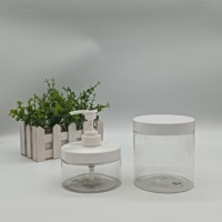 Pot en plastique PET transparent de 150/200/250/300/400/500 ml avec couvercles en plastique blanc pour cosmétiques
