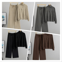 Ensemble pull col roulé demi-zip décontracté en mélange de laine anti-plis pour femme, faible MOQ, collection automne/hiver, OEM