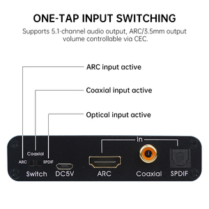 <span class=keywords><strong>Extractor</strong></span> de <span class=keywords><strong>audio</strong></span> HDTV ARC y convertidor de <span class=keywords><strong>audio</strong></span> DAC óptico SPDIF Coaxial 3,5mm AUX canal de retorno de <span class=keywords><strong>audio</strong></span> analógico - Product Image 4