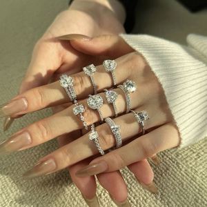 Dylam Infinity Love High Jewelry 925 <b>Silver</b> 6*8mm 2.0ct <b>Emerald</b> Cut Moissanite Stone Diamond Women Wedding Promise Bridal <b>Ring</b> - Product Image 3