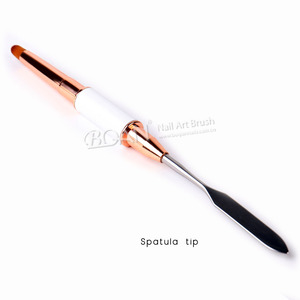 2019 de oro blanco y rosa personalizado manicura flor cepillo de uñas con espátula herramienta cepillo - Product Image 3