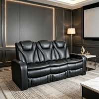 Sofá Reclinable Eléctrico de Lujo de 3 Plazas en Cuero Genuino con Mesa Auxiliar y Puerto USB para Sala de Estar, Venta al Por Mayor
