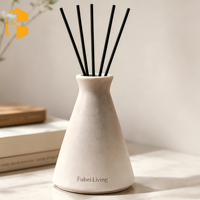 FUBEI LIVING Vente en gros Bouteille diffuseur en céramique conique mate personnalisée 200ml avec bâtonnets diffuseurs pour huiles parfumées et aromathérapie
