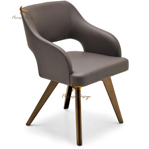 Chaise de salle à manger rembourrée de style nordique moderne, dossier incurvé, pieds en métal, non pliable, meubles de maison, salon - Product Image 2
