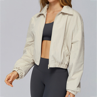 Mode Polo Neck Zipper Confortable Poche Lâche Sports Outdoor Gym Femmes Yoga Veste