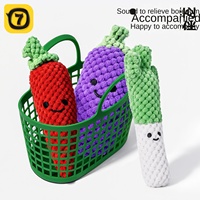 Jouet vocal en peluche de luxe écologique pour chien et chiot, en coton PP, avec motif végétal (poivron, aubergine, oignon vert)