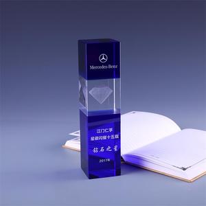 Tùy chỉnh K9 màu xanh pha lê Trophy <span class=keywords><strong>3D</strong></span> lasering <span class=keywords><strong>Cube</strong></span> pha lê - Product Image 4