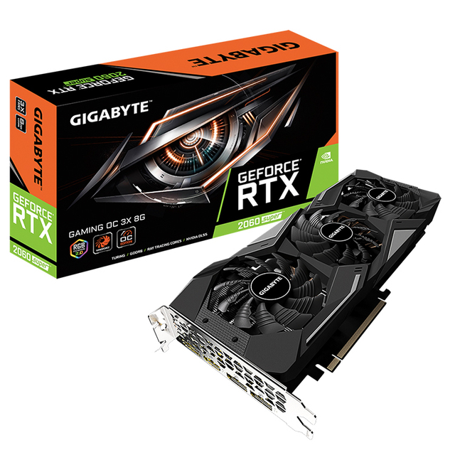 Used GIGABYTE RTX 2060 SUPER GAMING OC 3X 8G Graphics Card with RGB GDDR6 Memory RTX 2060 SUPER GPU