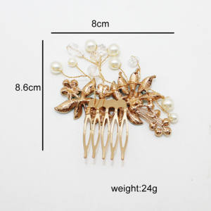 Jachon彩虹侧梳婚礼发片舞会伴娘发饰叶发梳新娘复古发饰 - Product Image 5