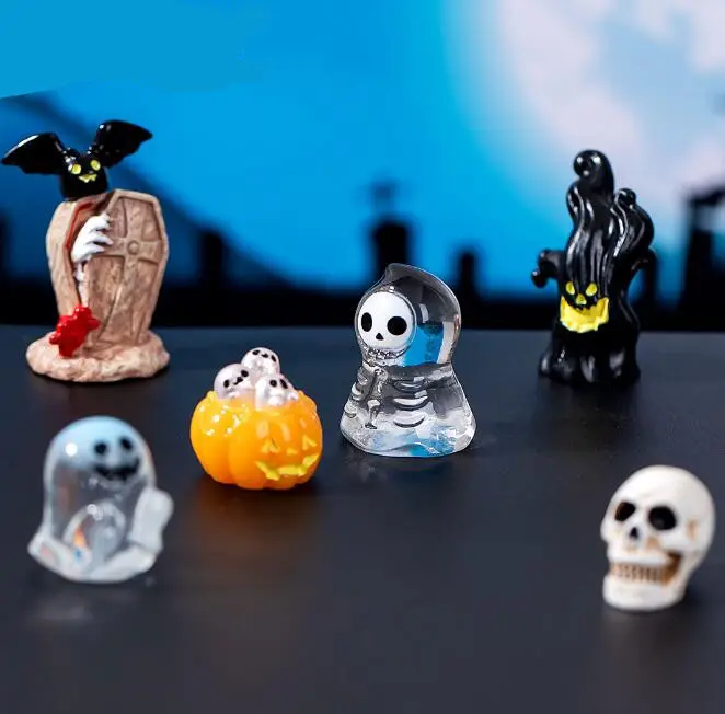 Grosir Elf Halloween, kerajinan Resin cetakan labu, Resin, miniatur 3D Monster kristal, ornamen kerajinan Resin