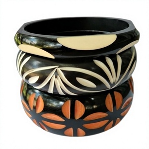 Vintage Unique Quality Plant Pattern Acrylic Resin <b>Bangle</b> <b>Bracelets</b> in Cream Pink Blue Colors Unisex Fashionable Jewelry Woman - Product Image 1