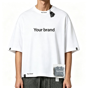 T-shirt coupe carrée, T-shirt court, T-shirt homme oversize à épaules tombantes, T-shirt en coton épais style streetwear pour personnalisation de <span class=keywords><strong>marque</strong></span> - Product Image 5