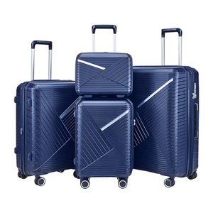 กระเป๋าเดินทางสีน้ำเงินแซฟไฟร์ PP ขนาด 28 นิ้ว น้ำหนักเบา ล้อหมุนพร้อมตัวล็อค สำหรับการเดินทางพักผ่อน - Product Image 1