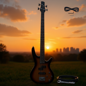 Elegante Bajo Eléctrico IB de 4 Cuerdas con Cuerpo de Caoba, Mástil de Arce, Diapasón de Palisandro, Pastillas H-H, Cable de Alimentación y Herramienta de Ajuste - Product Image 2