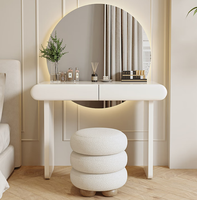 YIFAN Coiffeuse moderne durable avec miroir LED sur pied, meuble mural blanc brillant