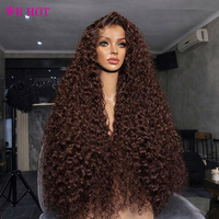 Perruques brésiliennes en cheveux humains vierges couleur brun chocolat, avec dentelle frontale HD 13x4 13x6, sans colle, pour femmes noires